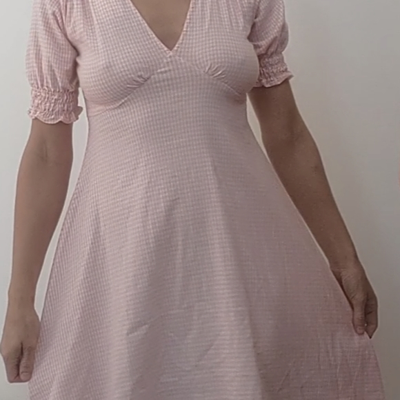 B.Yellowtail Spring pink gingham indigenous designer puff sleeve dress xs - Picture 6 of 7